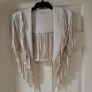 New Saints And Hearts Cream Boho Chic Fringe Shawl